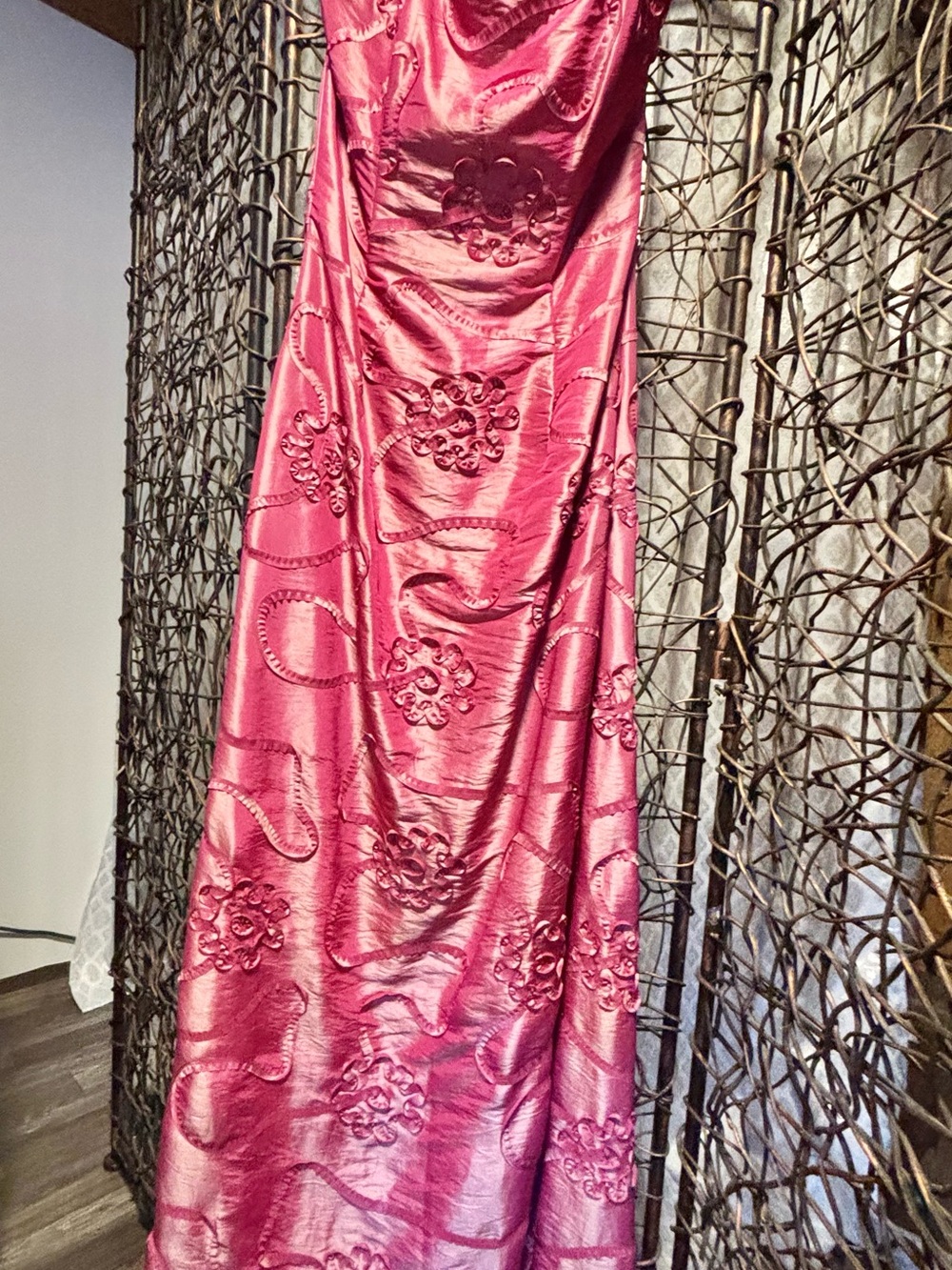 Jessica McClintock Pink Floral Embroidered Prom Gown - Picture 5 of 6